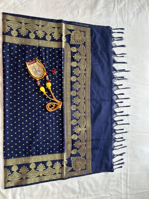 Navy Blue semi Banarsi Dupatta
