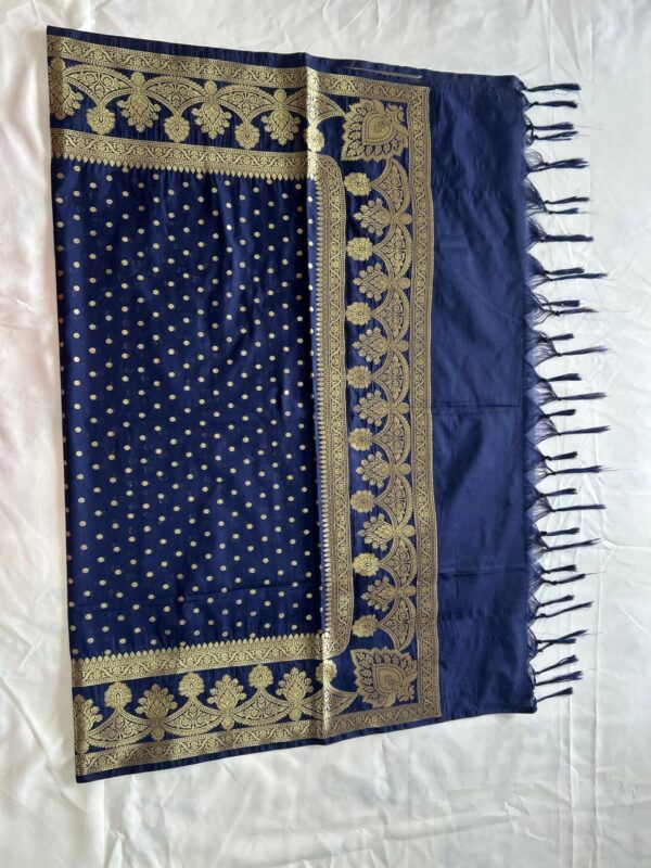 Navy Blue semi Banarsi Dupatta - Image 2
