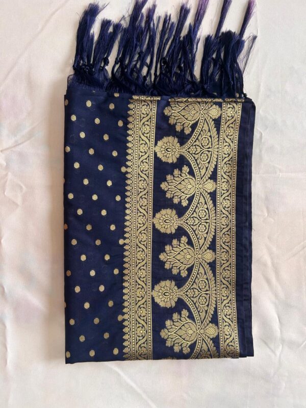Navy Blue semi Banarsi Dupatta - Image 3