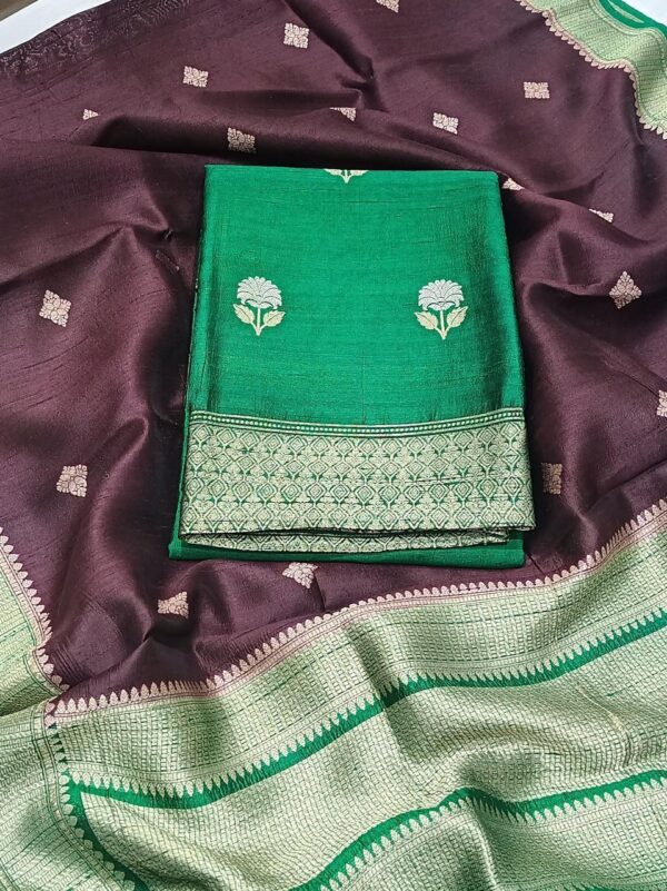 Green Silk handloom Suit set