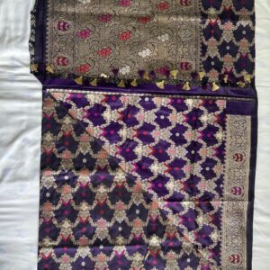 Purple pure Kadhwa Katan Banarasi Silk Handloom Saree