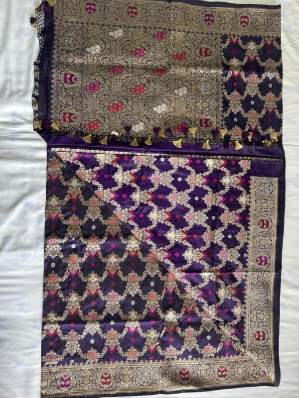 Purple pure Kadhwa Katan Banarasi Silk Handloom Saree