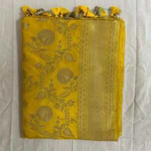 Multicolor Zarijaal Katan Banarasi Silk saree with jaal