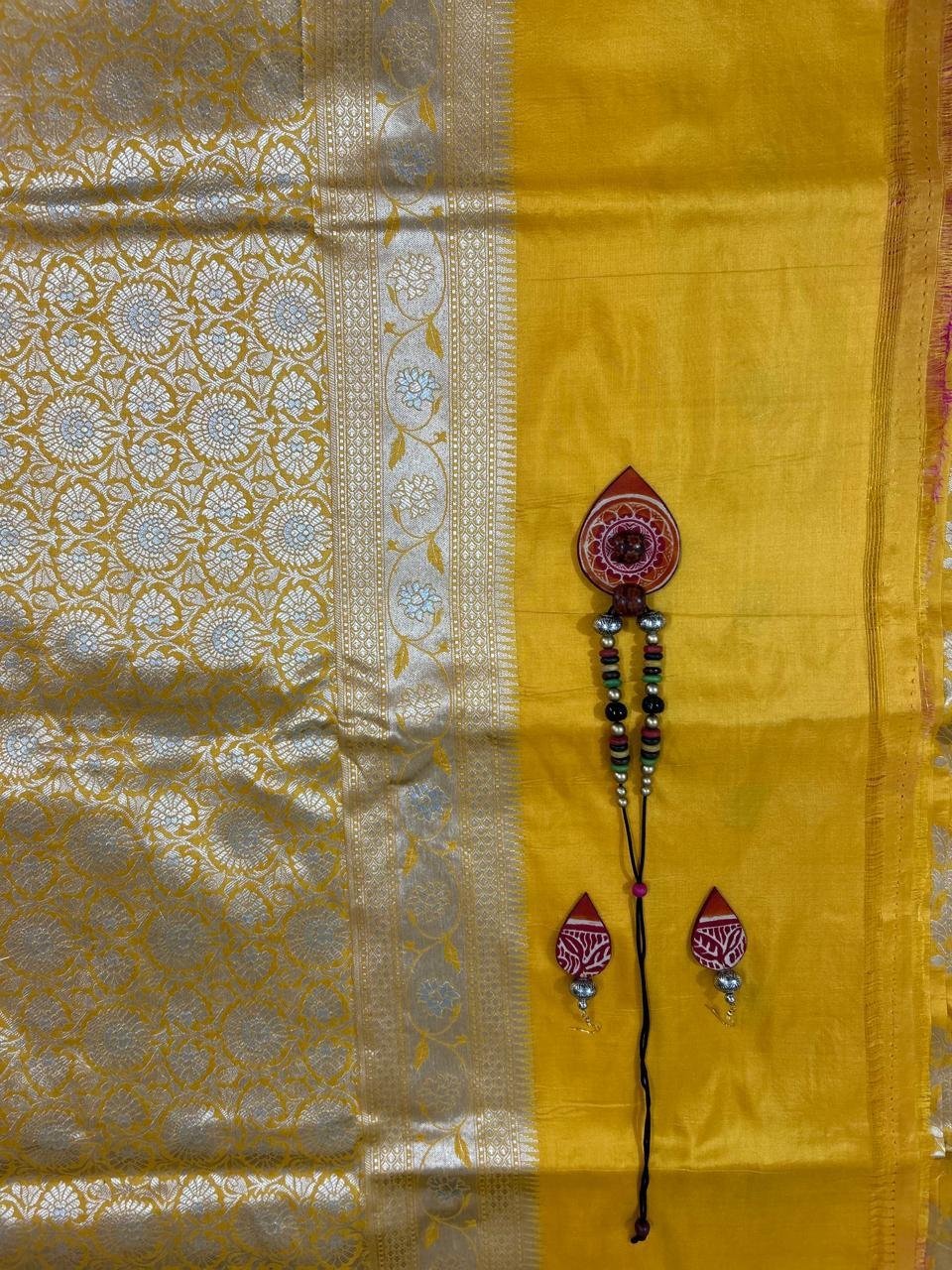 Yellow color Zarijaal Katan Banarasi Silk saree
