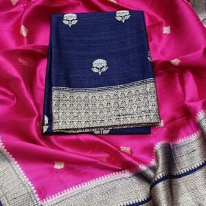 Blue color Handloom Silk suit set with traditional woven zari